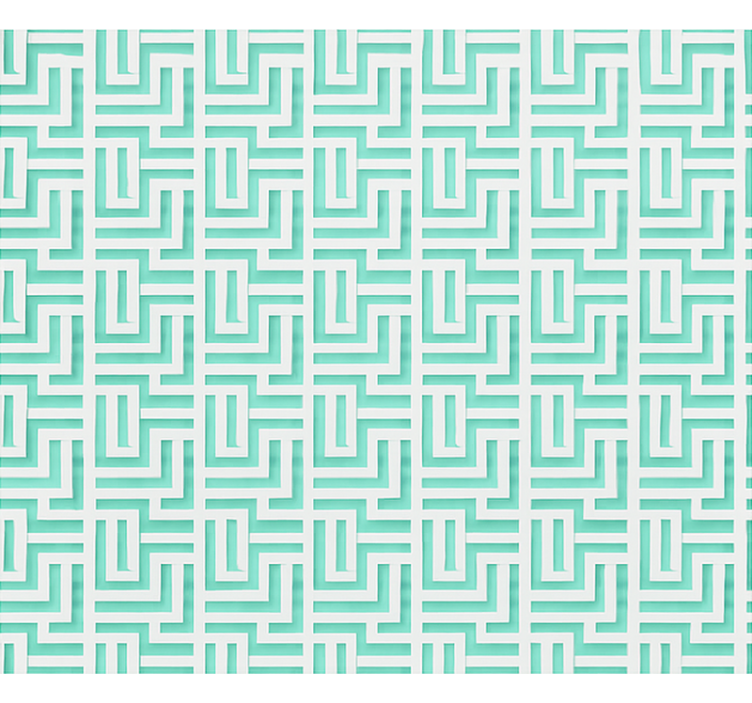 Dining room wallpaper in blue geometric squares - TenStickers