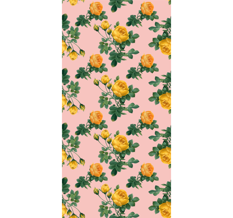 Dining room wallpaper with yellow roses pattern - TenStickers