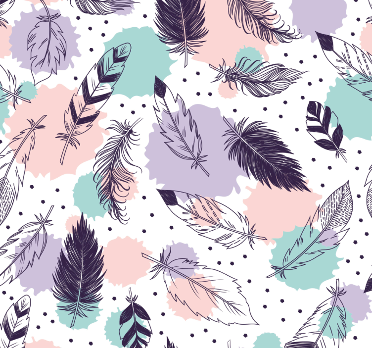 Bathroom wallpaper with boho feathers design - TenStickers