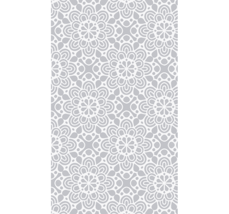 Kitchen wallpaper white grey floral shapes - TenStickers