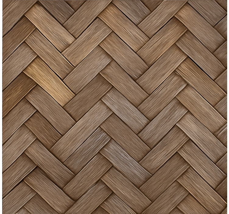 Living room wallpaper braided wood design - TenStickers