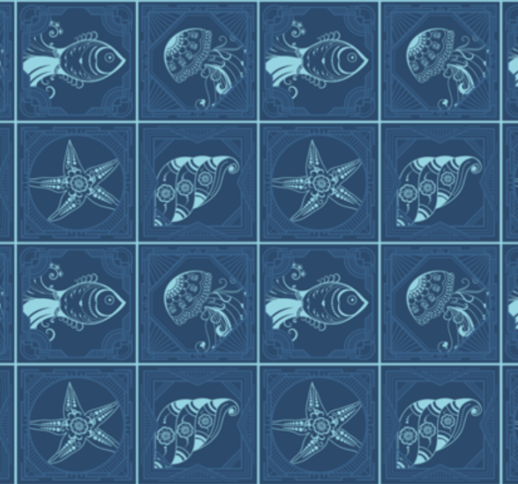 Bathroom wallpaper with marine life design - TenStickers