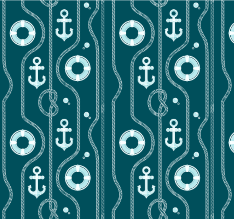 Bathroom wallpaper blue nautical anchor design - TenStickers