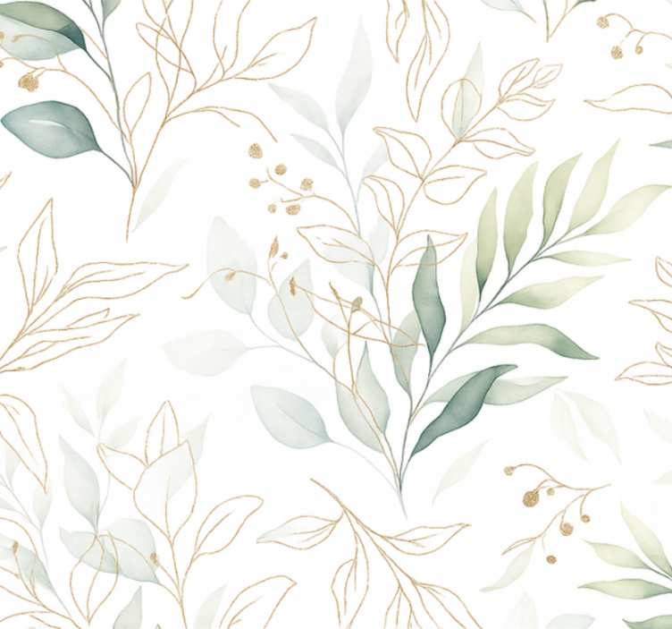 Master bedroom wallpaper watercolor foliage - TenStickers