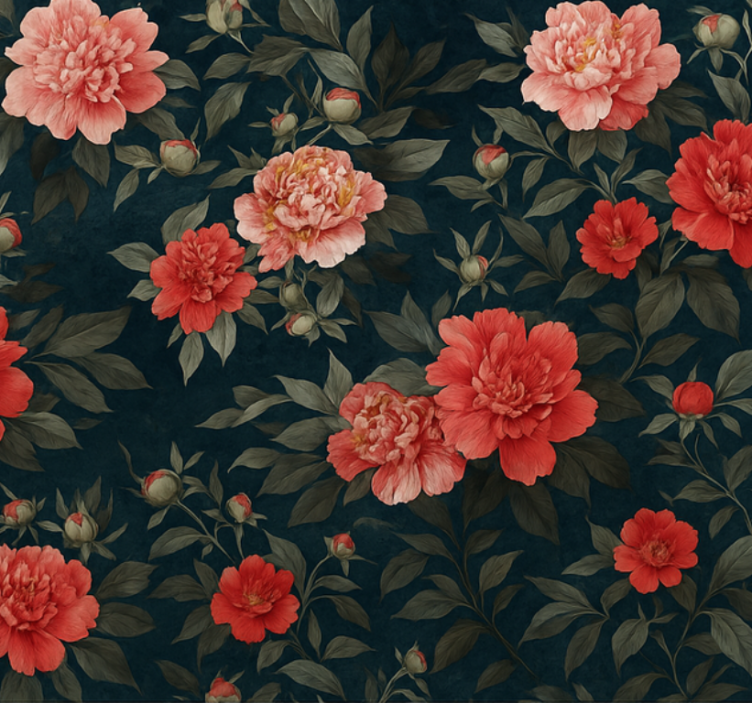 Living room wallpaper vintage dark botanical - TenStickers