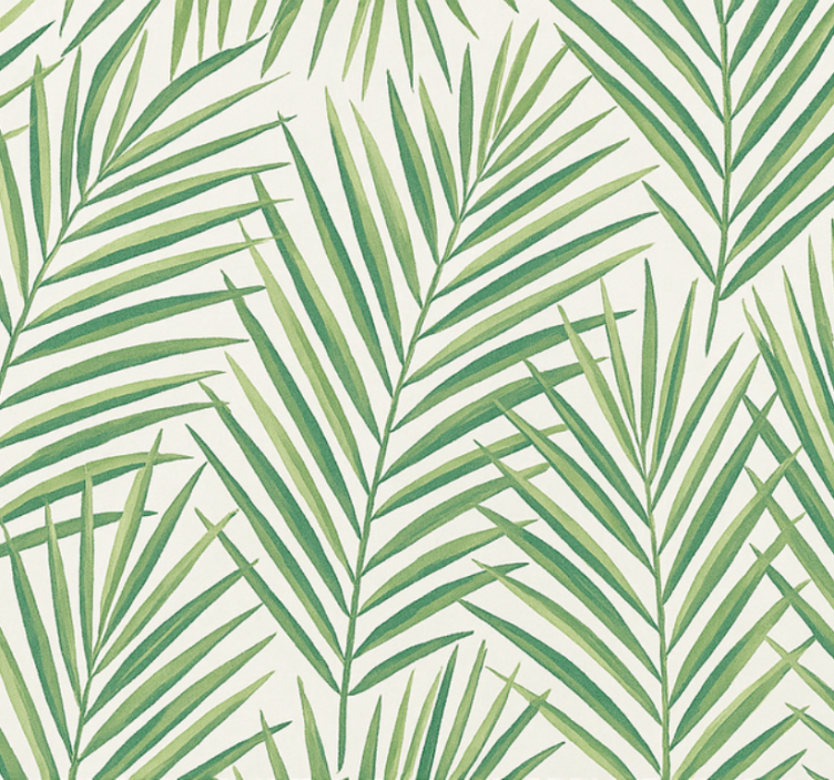 Living room wallpaper tropical thin green leaves - TenStickers