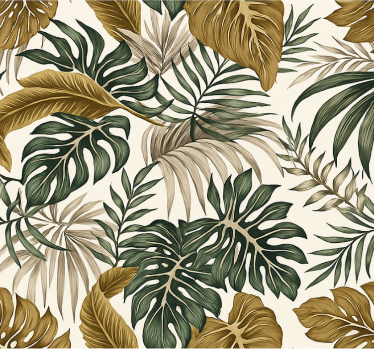 Living room wallpaper neutral floral design - TenStickers