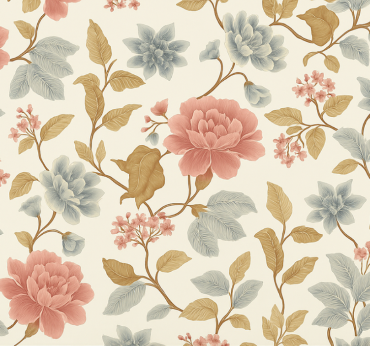 Master bedroom wallpaper romantic floral design - TenStickers