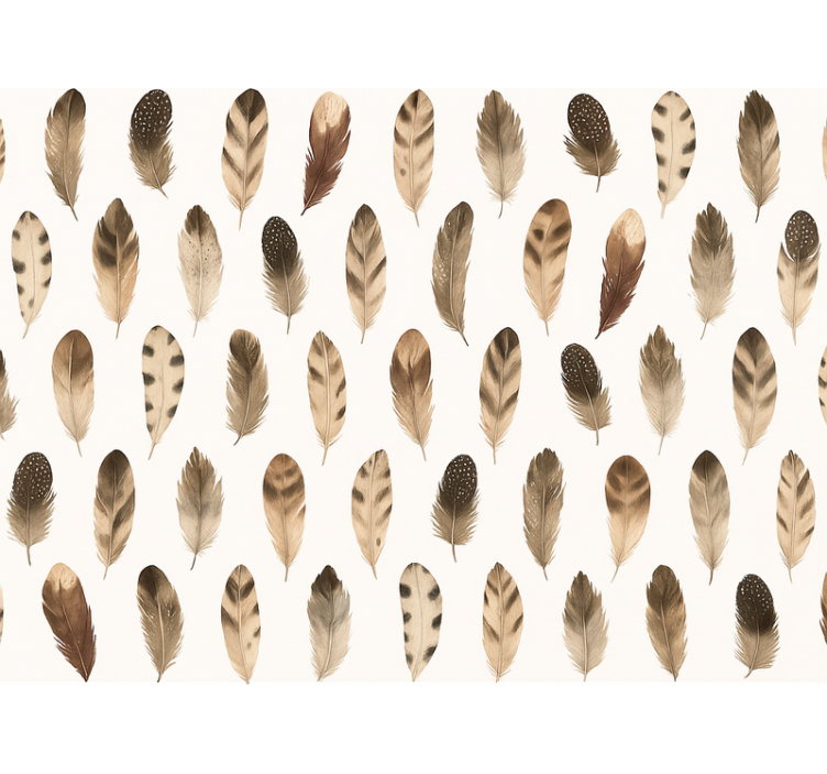 Living room wallpaper organic feather design - TenStickers