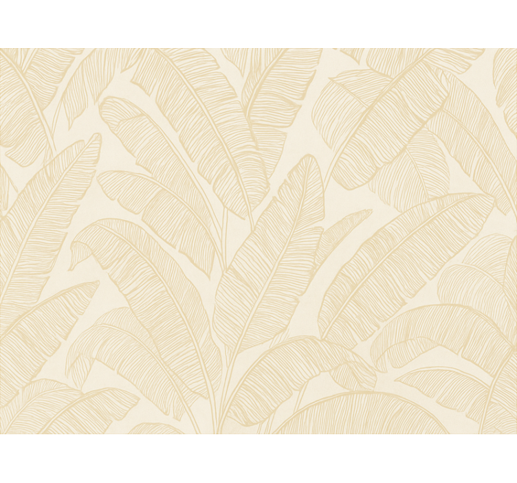 Living room wallpaper beige banana leaf pattern - TenStickers