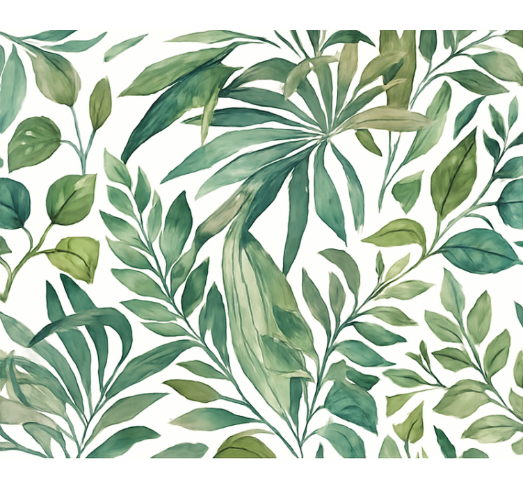 Leaf wallpaper watercolor jungle foliage - TenStickers