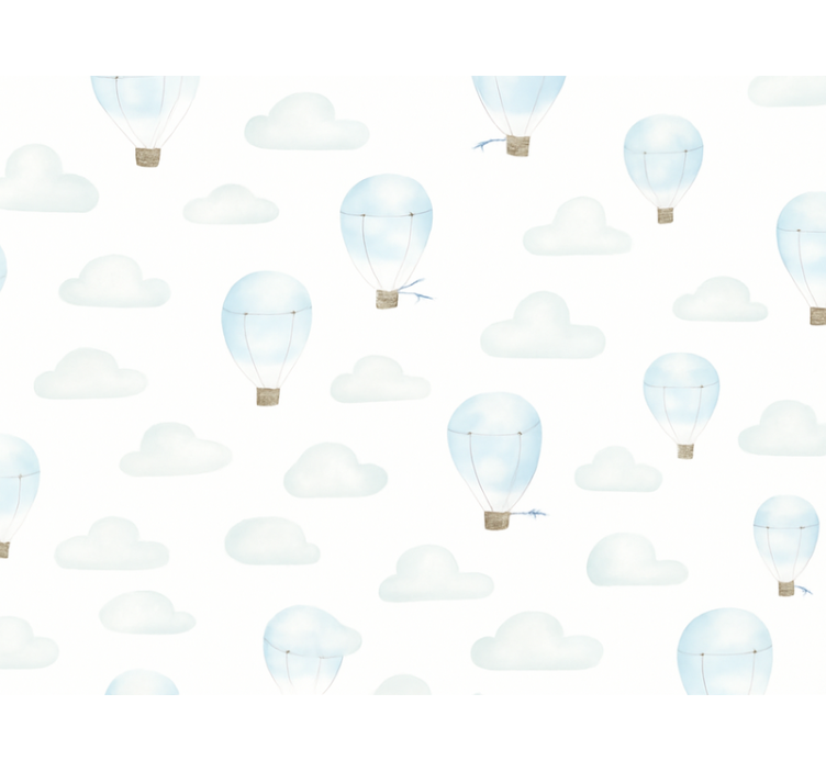 Kids wallpaper blue watercolor clouds - TenStickers