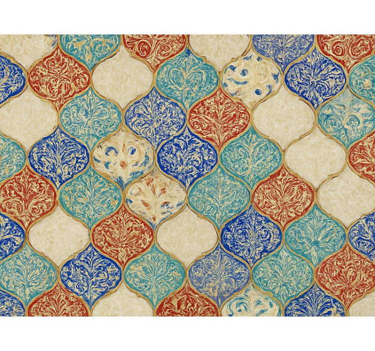 Living room wallpaper in vibrant moroccan design - TenStickers