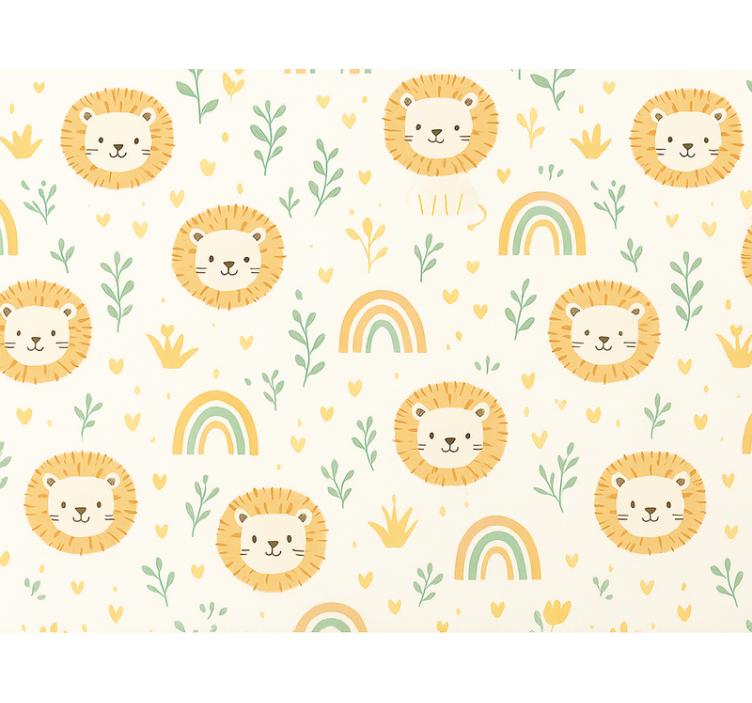 Kids wallpaper kids rainbow and lions design - TenStickers