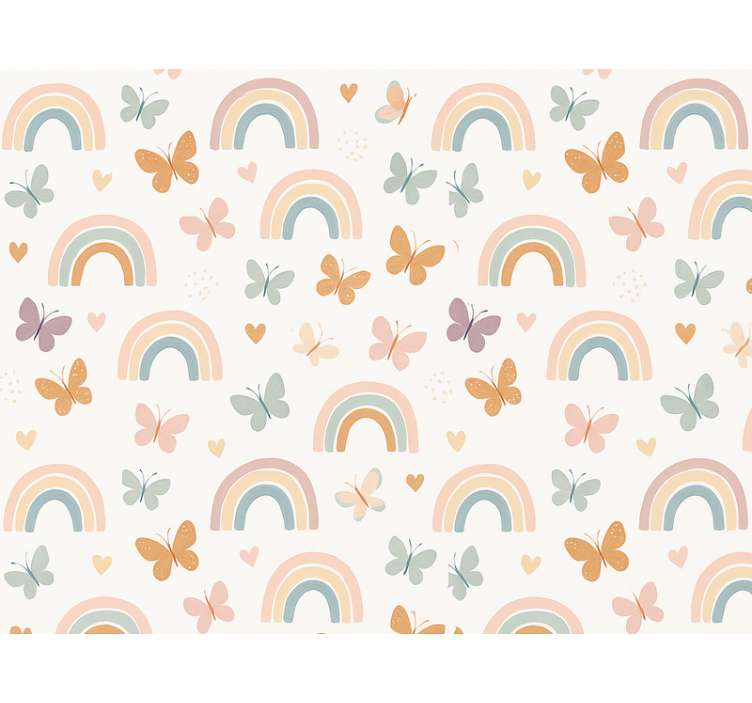 Kids wallpaper cute rainbow design with butterflies - TenStickers