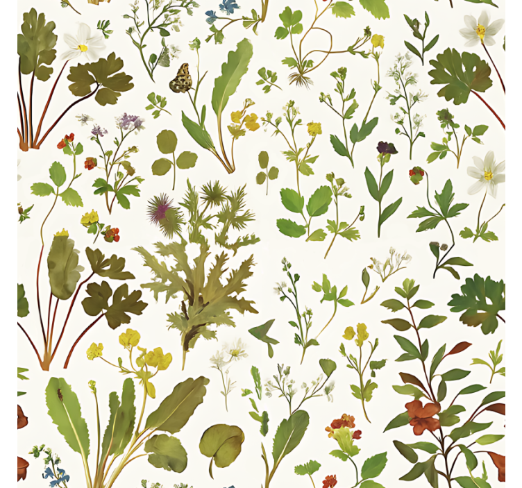 Master bedroom wallpaper botanical design on white - TenStickers