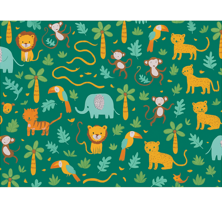 Kids wallpaper cute simple jungle design - TenStickers
