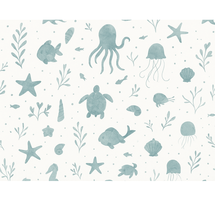 Kids wallpaper blue and white nautical design - TenStickers