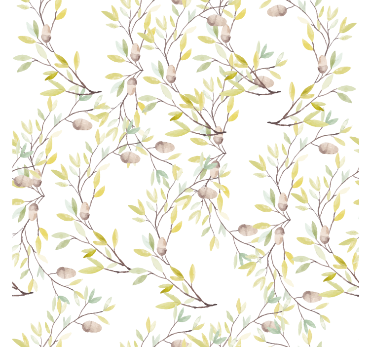Flower wallpaper original watercolor green leaves pattern - TenStickers
