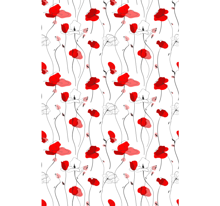Flower wallpaper drawing of poppies - TenStickers