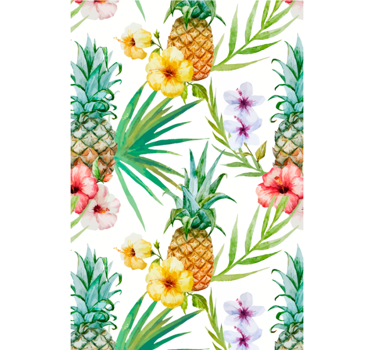 Flower wallpaper painted pineapple design - TenStickers