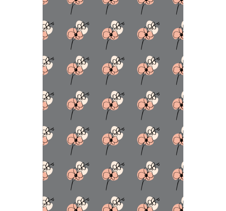 Flower wallpaper with orchids abstract line art - TenStickers