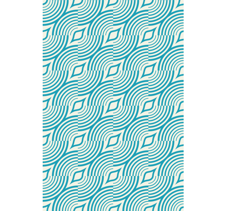 Floral ornament wallpaper with blue sea pattern lines - TenStickers