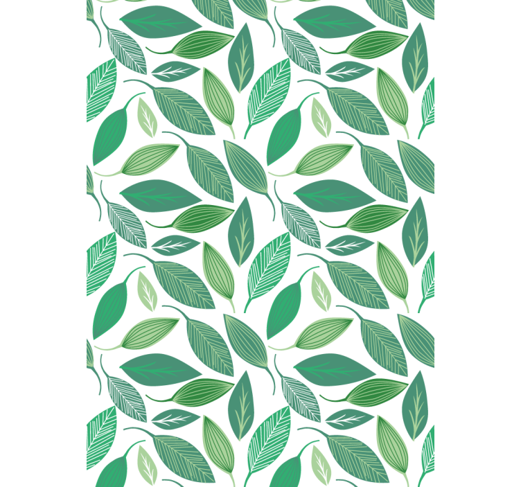 Floral ornament wallpaper with green leaf nature pattern - TenStickers