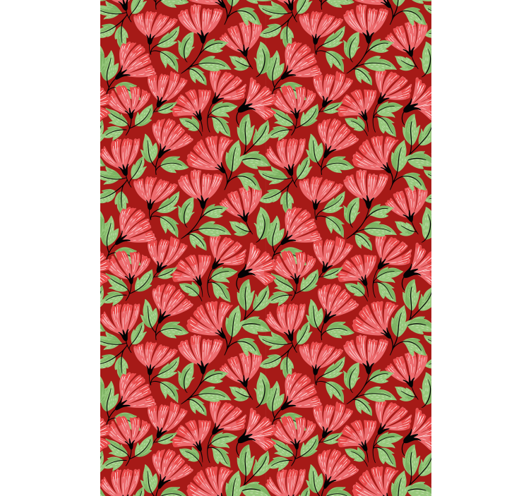 Floral ornament wallpaper in vintage red pattern - TenStickers
