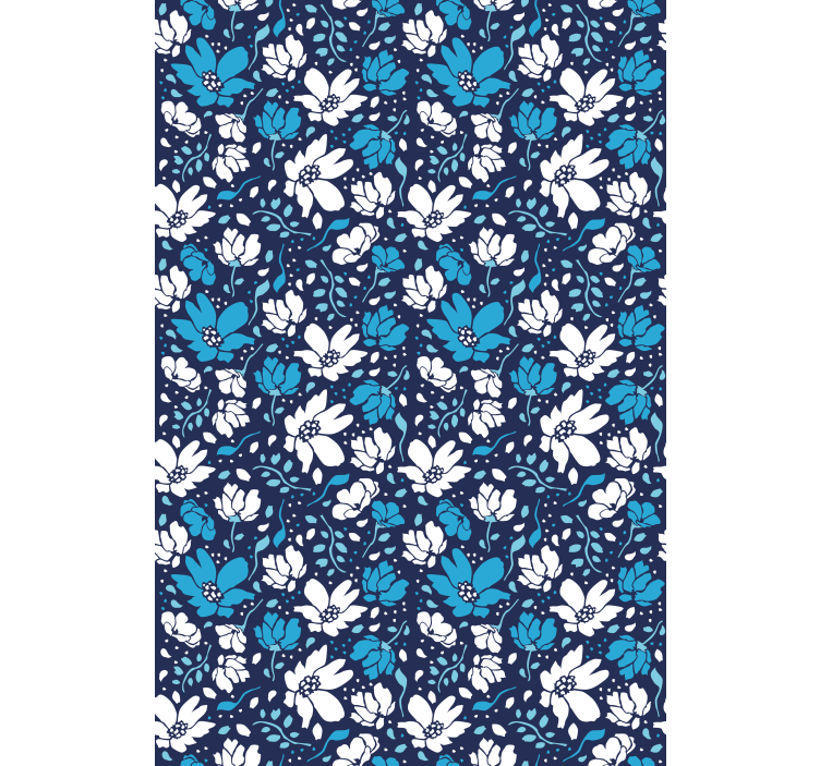 Floral ornament wallpaper white daisies on blue - TenStickers