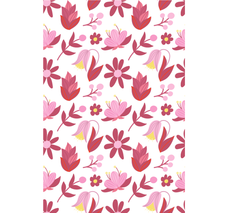 Floral ornament wallpaper in polish folk art red - TenStickers