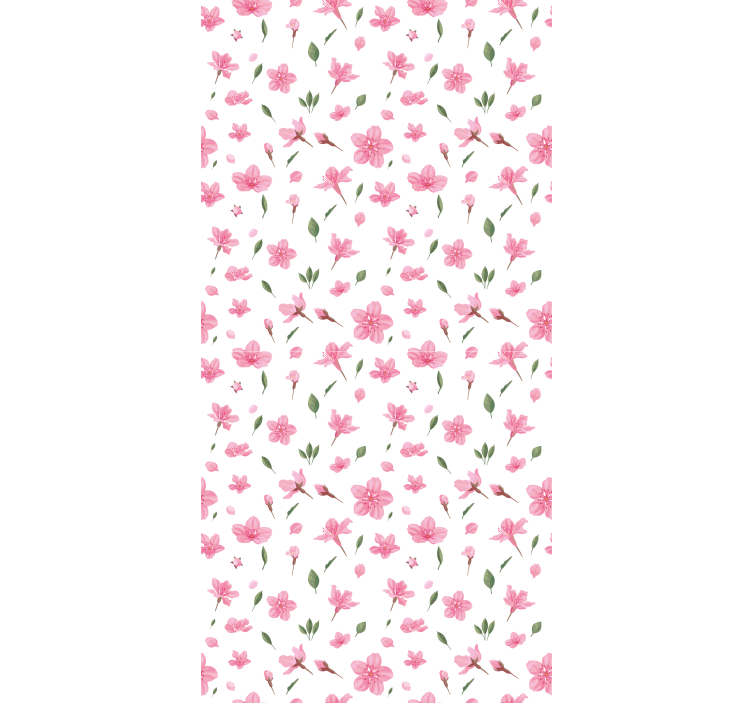 Floral ornament wallpaper watercolor pink blossoms - TenStickers