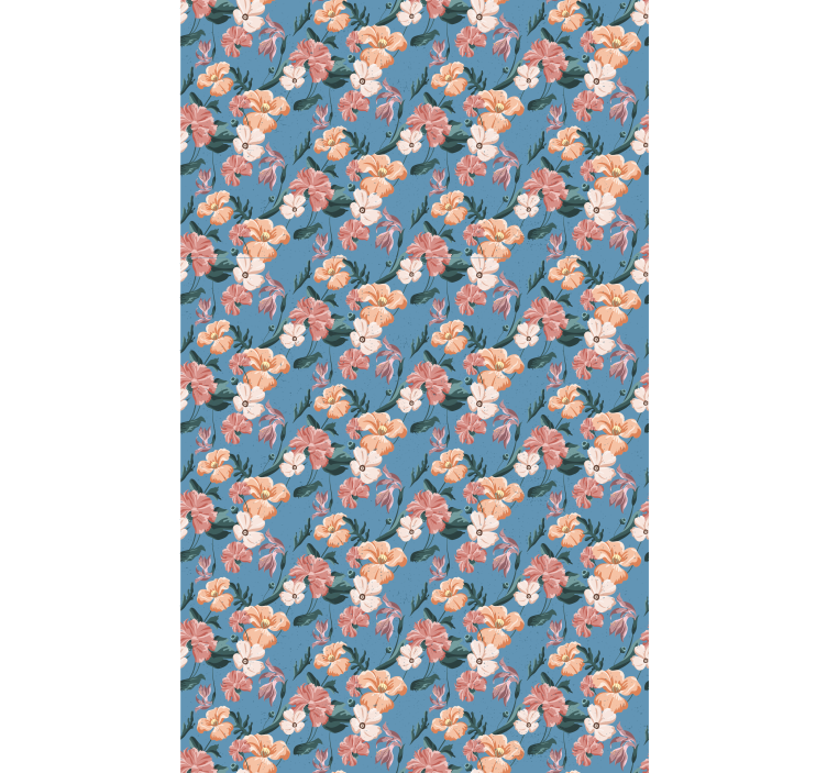 Floral ornament wallpaper flowerprint 'flower jeans' - TenStickers