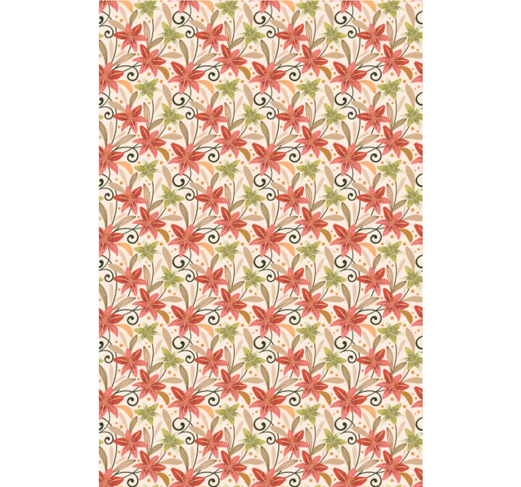 Floral ornament wallpaper in vibrant vintage lilies - TenStickers