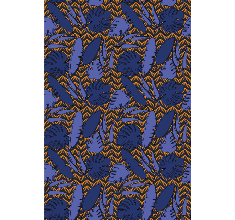 Master bedroom wallpaper abstract blue orange zigzag pattern - TenStickers