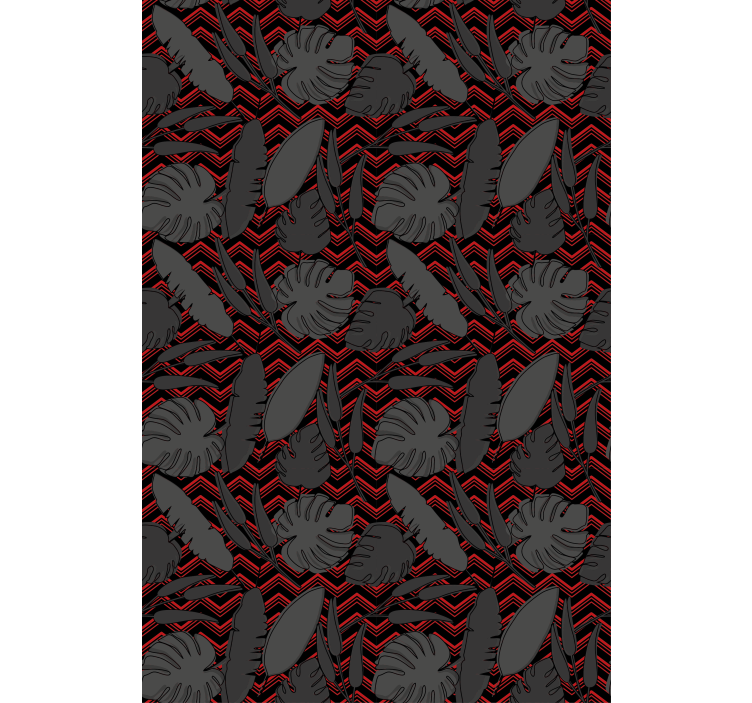 Master bedroom wallpaper abstract gray red zigzag pattern - TenStickers