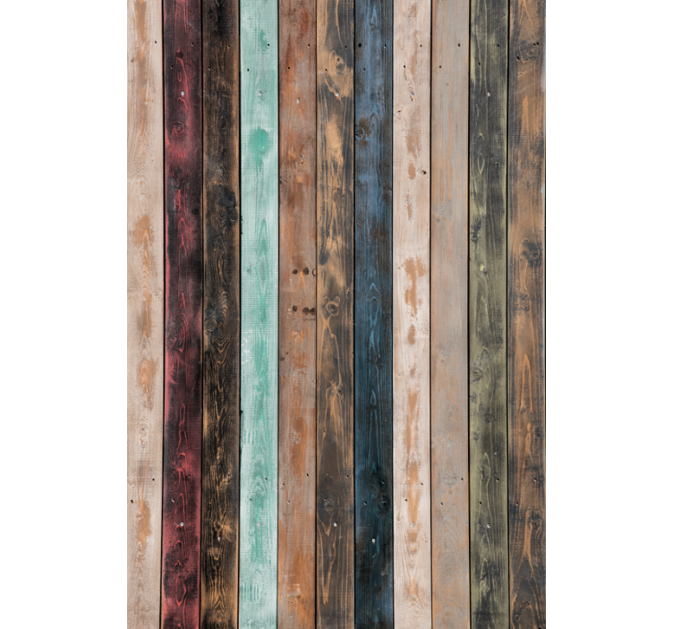 Master bedroom wallpaper colorful rustic wood planks - TenStickers