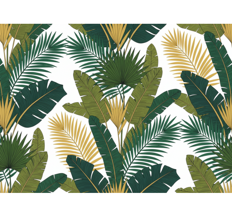Living room wallpaper luxury palm leaves - TenStickers