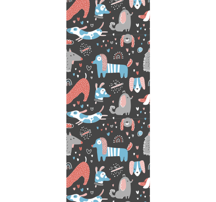 Cute dogs illustration bedroom wallpaper - TenStickers