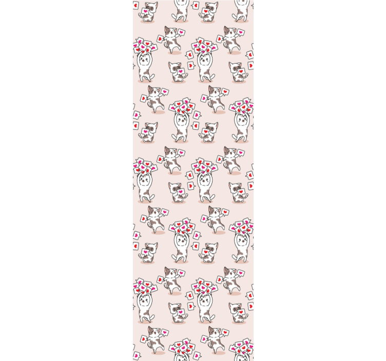 Bedroom wallpaper cats with heart icons design - TenStickers