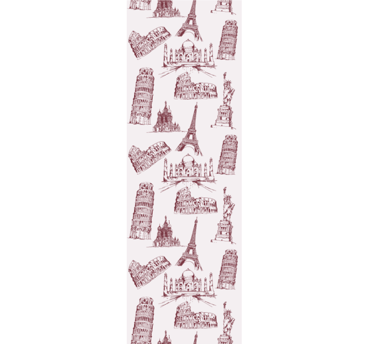 Bedroom wallpaper with a most famous monuments pattern - TenStickers