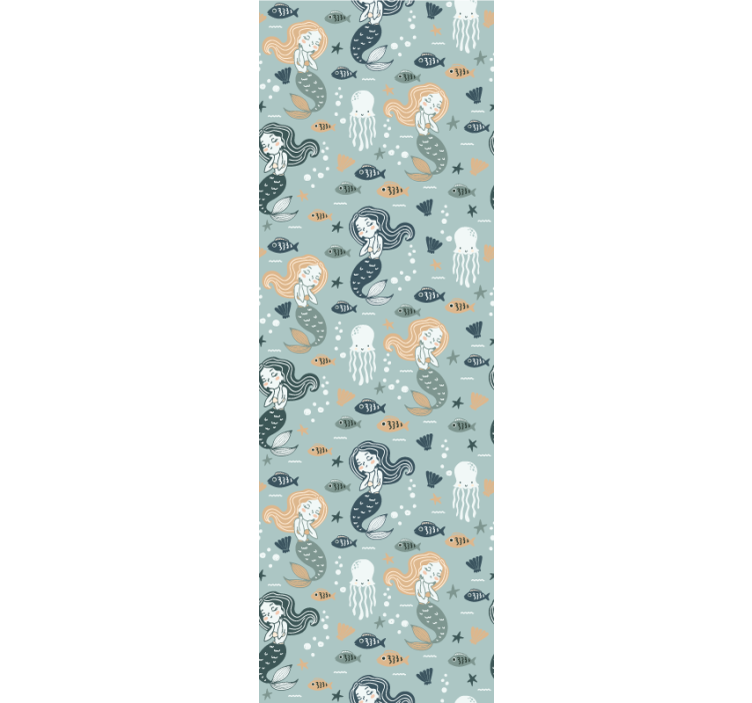 Bedroom wallpaper blue magic mermaid design - TenStickers