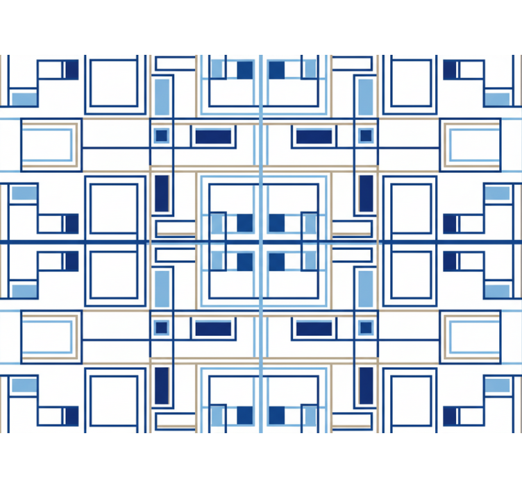 Square wallpaper geometric blue patterns - TenStickers