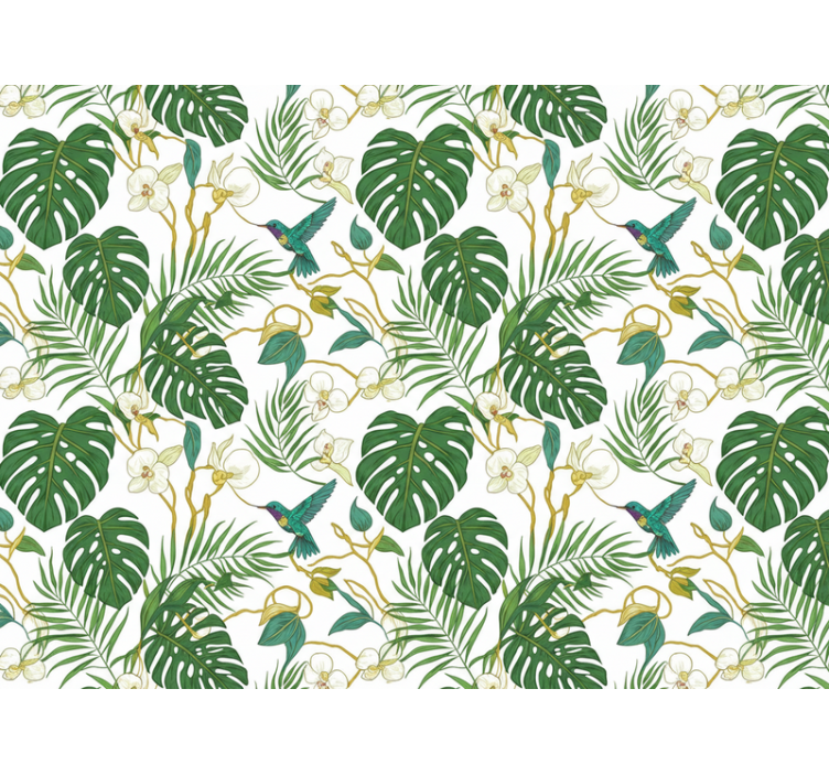 Leaf wallpaper emerald botanical garden - TenStickers