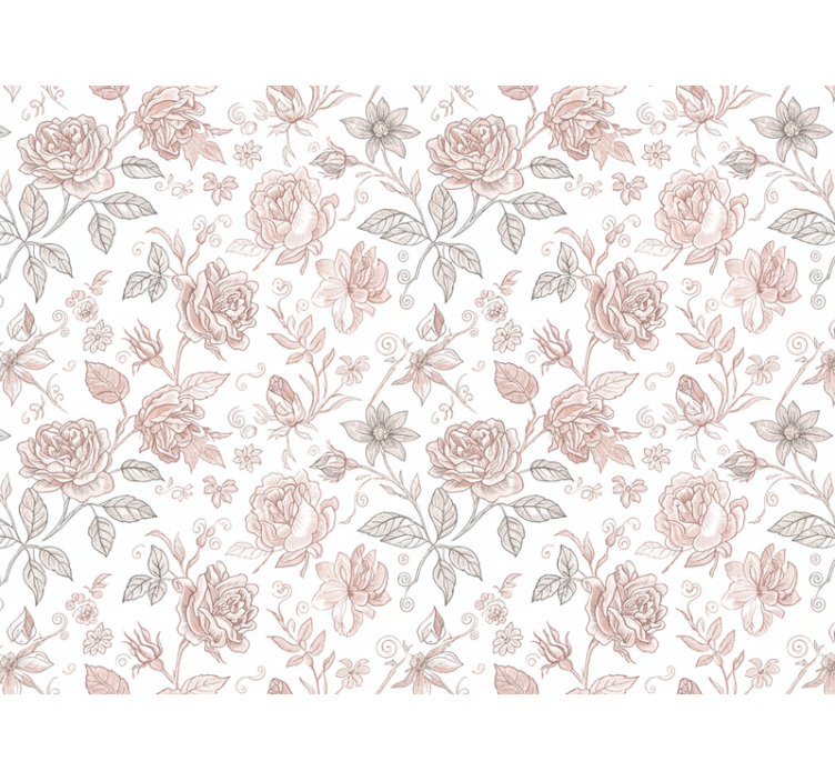 Flower wallpaper vintage rose illustration - TenStickers