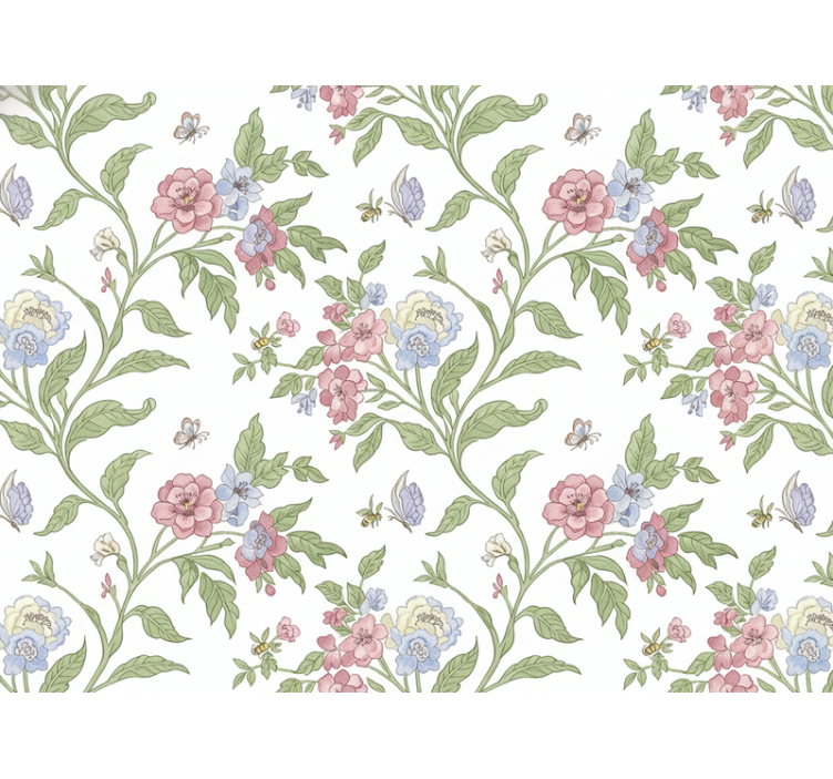 Flower wallpaper light country cottage - TenStickers