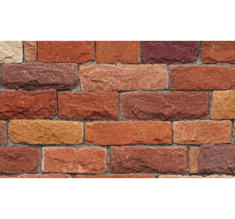 Stone wallpaper red orange stone bricks - TenStickers