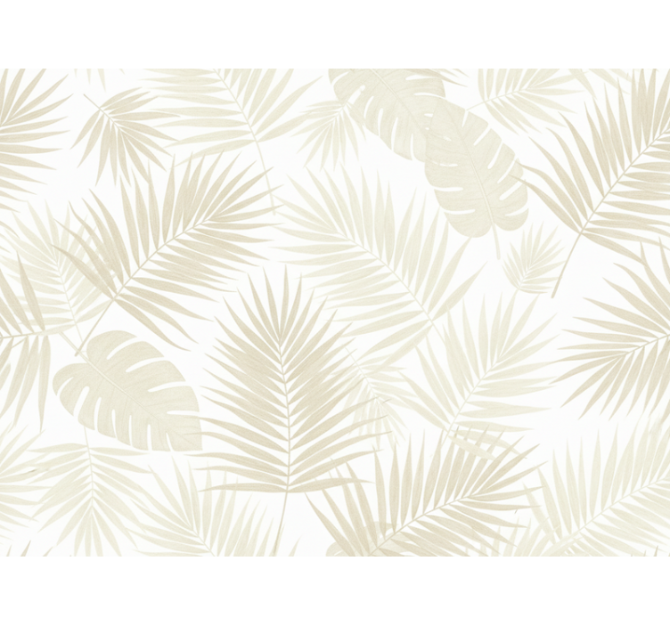 Flower wallpaper with cream palm leaves - TenStickers