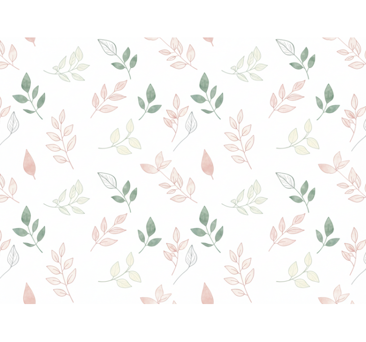 Flower wallpaper with soft pastel leaves - TenStickers