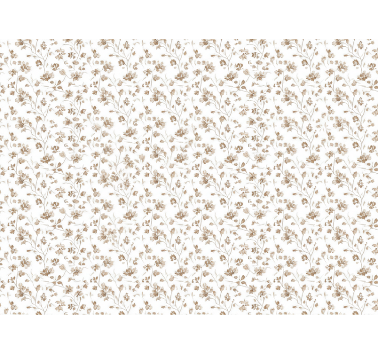 Flower wallpaper small brown watercolor blooms - TenStickers